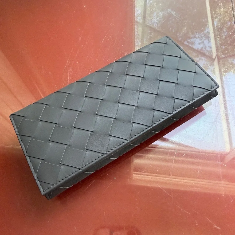 Bottega Veneta 609482 Leather Large‎ weave intrecciato Gray Wallet